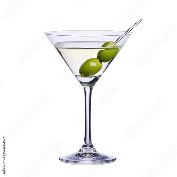 Fototapeta Elegant martini with green olives, perfect for classy gatherings or nightlife settings, showcasing refined drink presentation.