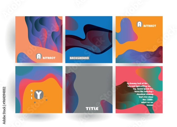 Obraz Abstract geometric pattern background for brochure cover design. Blue, yellow, red, orange, pink and green vector banner template	