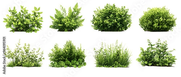 Obraz Bush, shrub, tree, green plant, collection of garden vegetation - for design, games, and web