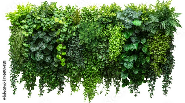 Obraz A lush green wall of artificial plants, perfect for adding a touch of nature to any indoor space. This versatile image is ideal for advertising, interior design, and more.