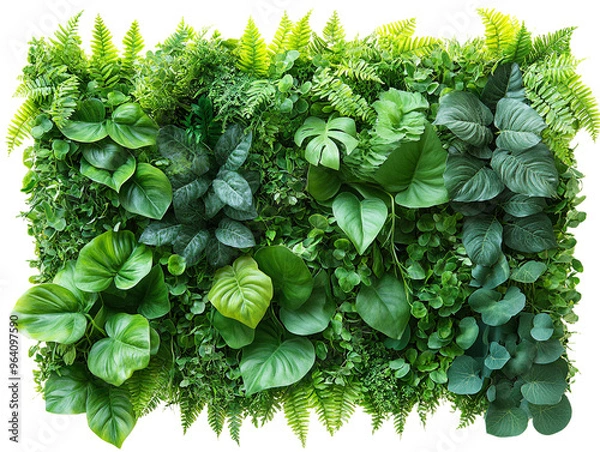 Obraz Close Up Green Wall of Different Types of Plants for Interior Design