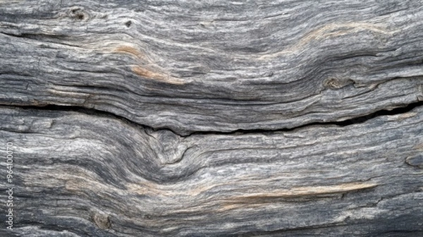 Fototapeta Close-up of weathered wood grain texture with natural wavy patterns, Ai Generation