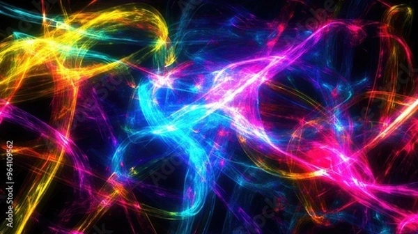 Fototapeta Neon abstract patterns pulsating with energy