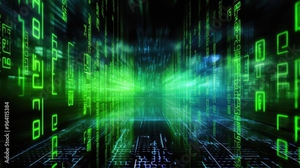 Fototapeta Futuristic Digital Matrix Code Background