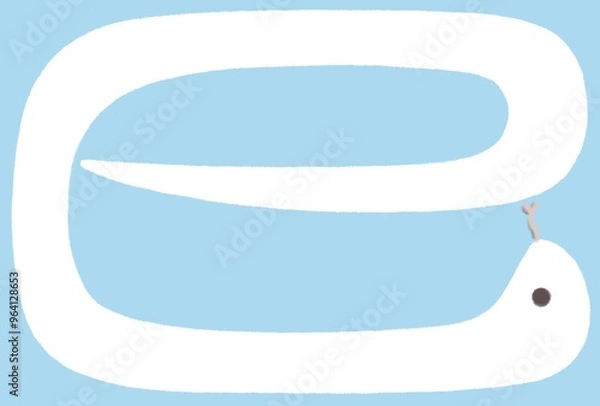 Fototapeta 巳年の白抜き蛇　青