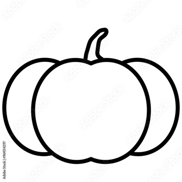 Obraz 2D Cute Cartoon Pumpkin Outline On Transparent Background. PNG Image, For Brush Procreate, Coloring Picture, Digital Art, Procreate Pocket