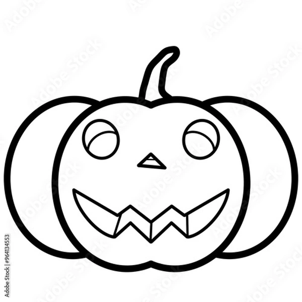Fototapeta Cute Cartoon Halloween Pumpkin Face Outline On Transparent Background. PNG Image, For Brush Procreate, Coloring Picture, Digital Art, Procreate Pocket