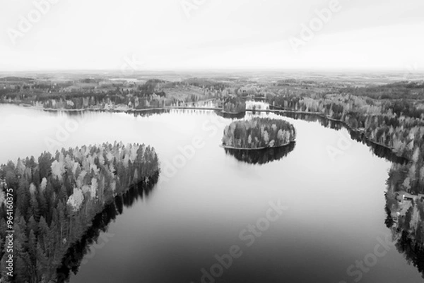 Fototapeta Misty Autumn Morning Over A Lake