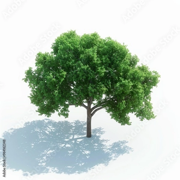 Fototapeta Oak Tree white background, 3D Rendering, isometric