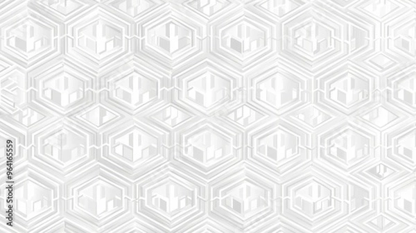 Fototapeta Abstract Geometric White Hexagon Pattern, White, Geometric, Abstract, Pattern