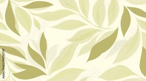Obraz Abstract Green Leaf Pattern on a Light Background, botanical, pattern, design