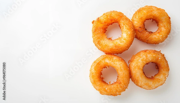 Fototapeta Fried breaded onion ring on white background