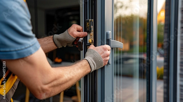 Obraz handyman repairing bifold doors stuck or misaligned.