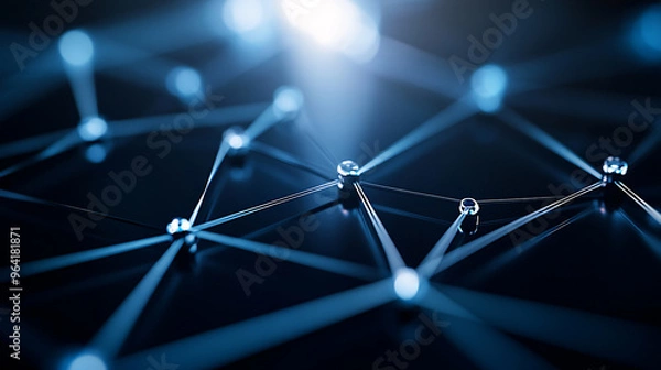 Obraz Abstract 3D network visualization representing interconnected systems and data nodes in a futuristic digital landscape.