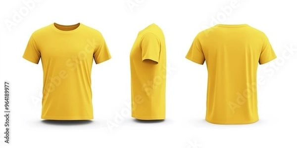 Obraz Isolated mockup of a yellow short-sleeved t-shirt on a white background