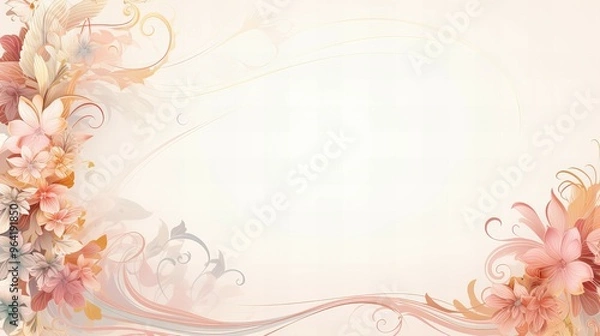 Fototapeta Vintage retro background frame for card design and romantic invitations in Art Nouveau style new beautiful stock image illustration AI