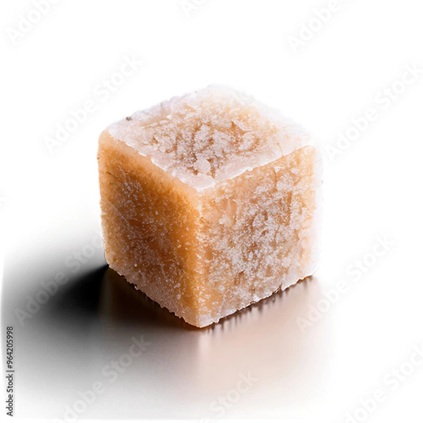 Fototapeta A_cube_of_cane_sugar,_isolated_on_a_white_background,_sharply_detailed_with_full_depth.