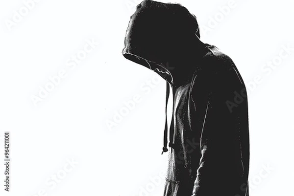Fototapeta ai generative man in hoodie looking down