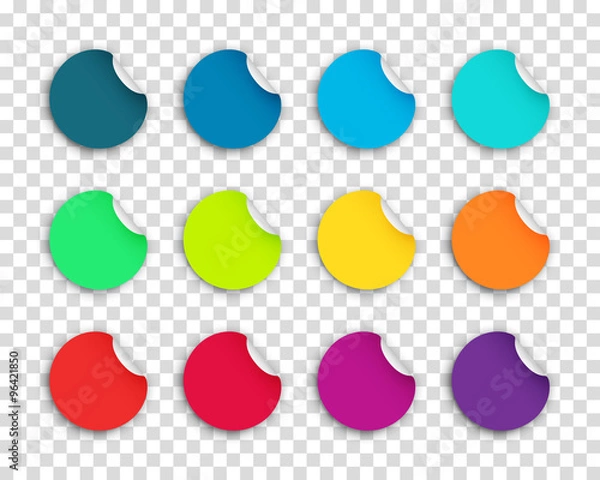 Obraz Circle Paper Sticker Note Set With Drop Shadows Transparent