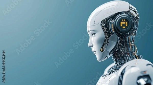 Fototapeta Cybernetic trader using a digital assistant for market analysis, smart assistants in trading, AI collaboration in finance
