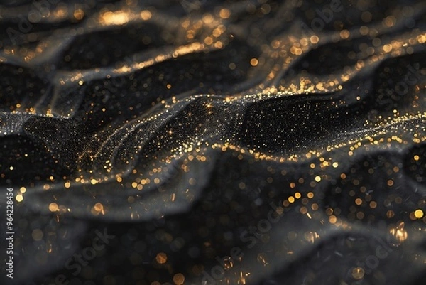 Fototapeta ai generative black sand with gold sparkle