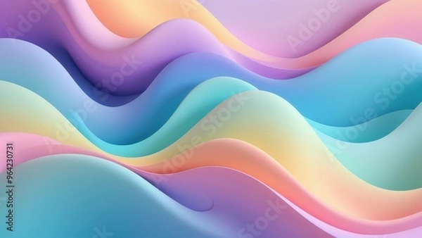 Fototapeta Abstract waves in pastel colors create a soothing, modern design.