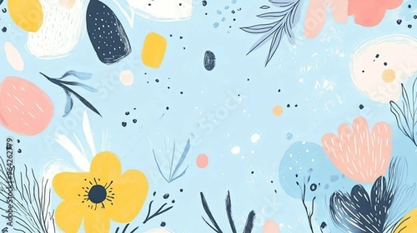 Obraz Abstract Floral Pattern with Blue Background