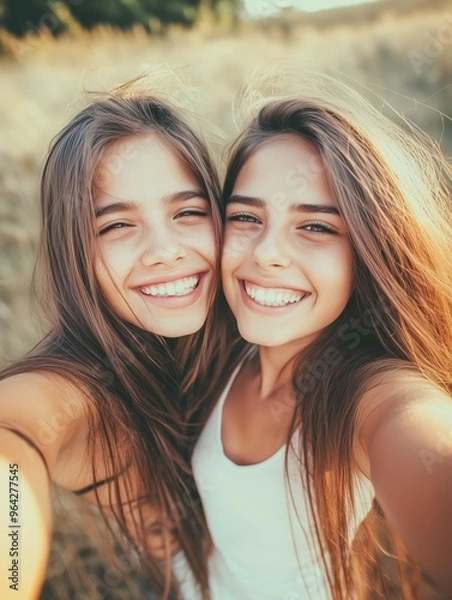 Obraz Selfie of two smiling girls