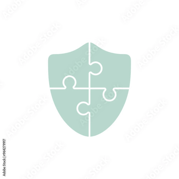 Fototapeta Shield puzzle icon. Vector illustration