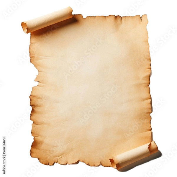 Obraz old paper scroll papyrus isolated on transparent background - Generative AI