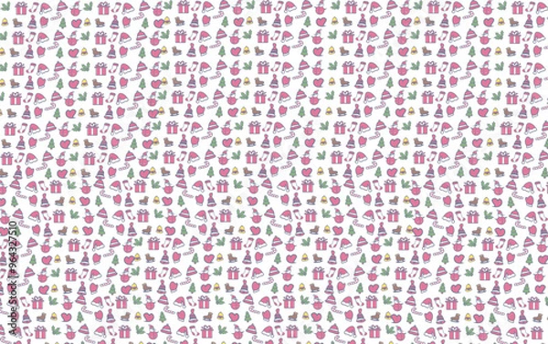 Fototapeta Christmast doodle seamless pattern 