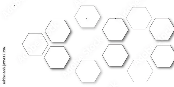Fototapeta White hexagon 3D background texture. modern abstract polygonal pattern. 3d rendering illustration. Futuristic abstract banner. white and black lines 3d Hexagonal. honeycomb white Background.