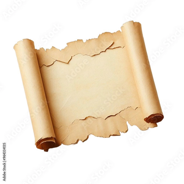 Obraz old paper scroll papyrus isolated on transparent background - Generative AI