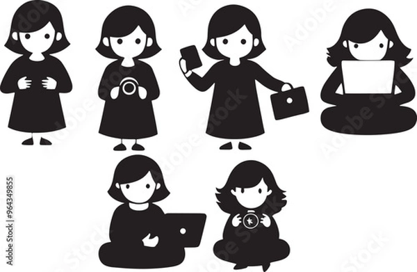 Fototapeta Photographer Outline Silhouette Graphics Collection