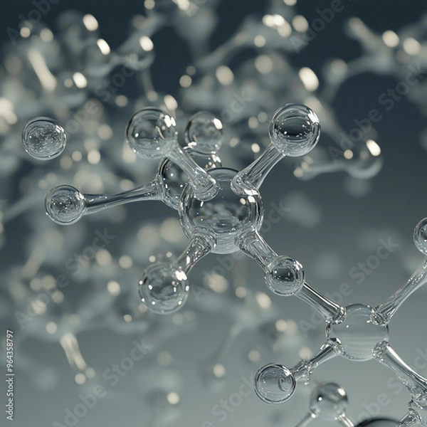 Obraz Close-up visualization of carbon dioxide molecules, showing carbon and oxygen atoms connected