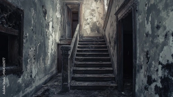 Obraz Black mold decaying structures. Generative AI