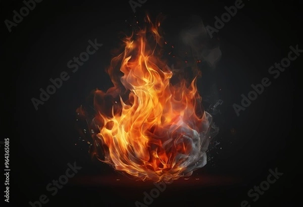 Fototapeta A fiery explosion with intense flames and smoke engulfs the image, creating a dramatic and visual.