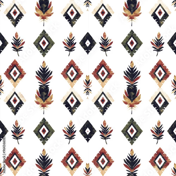 Obraz seamless pattern on ikat art wall paper