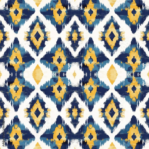 Obraz seamless pattern on ikat art wall paper