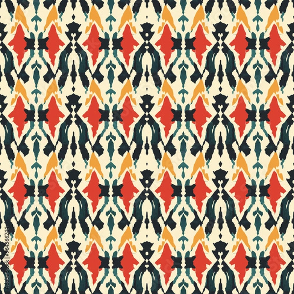 Obraz seamless pattern on ikat art wall paper