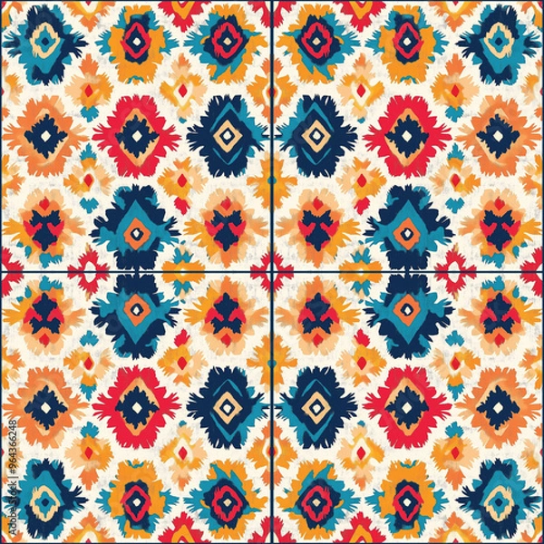 Obraz seamless pattern on ikat art wall paper