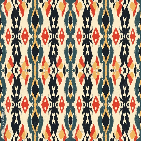 Obraz seamless pattern on ikat art wall paper