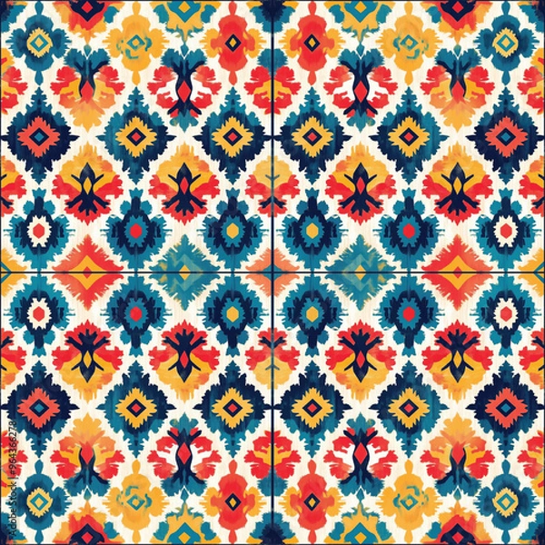 Obraz seamless pattern on ikat art wall paper