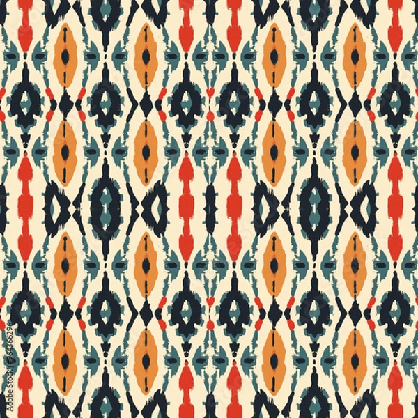 Obraz seamless pattern on ikat art wall paper