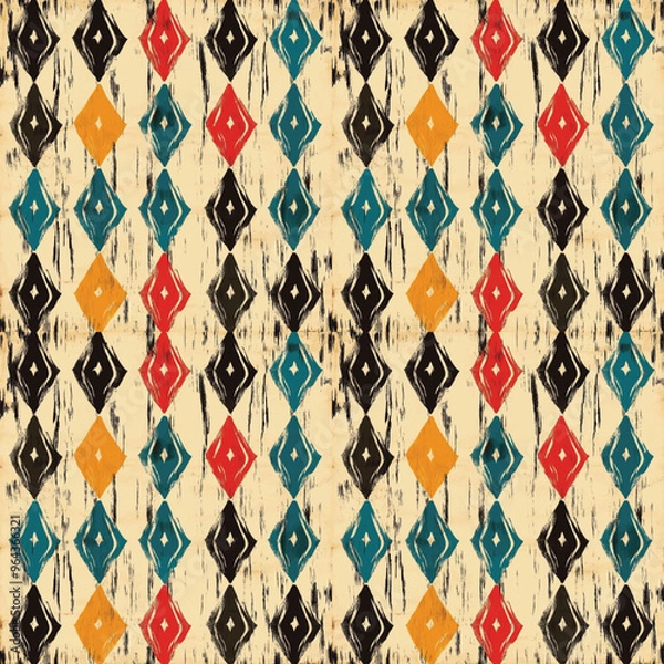 Obraz seamless pattern on ikat art wall paper