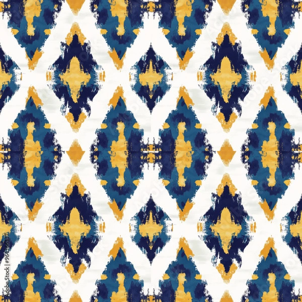 Obraz seamless pattern on ikat art wall paper