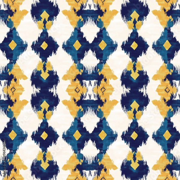 Obraz seamless pattern on ikat art wall paper