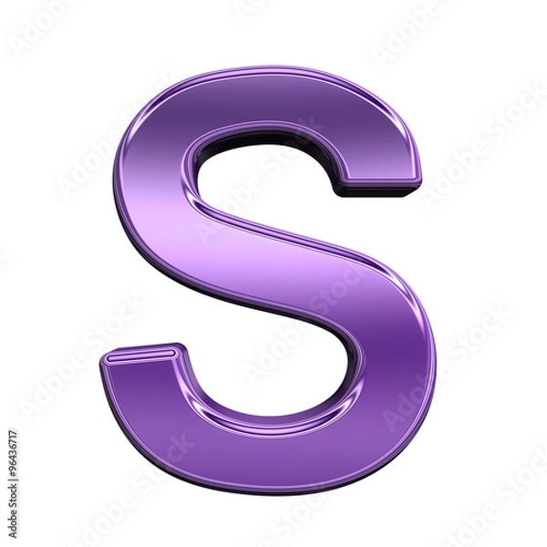 Fototapeta One letter from shiny purple alphabet set, isolated on white. Computer generated 3D photo rendering.
