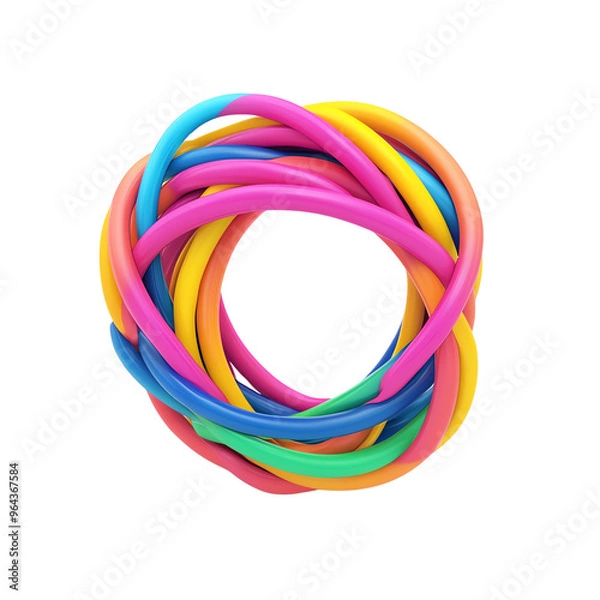 Fototapeta Colorful twisted ribbons create an eye-catching circular pattern. Perfect for design projects, children's themes, or playful visuals.