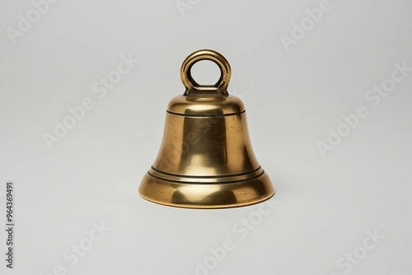 Fototapeta Charming Brass Jingle Bell on Seamless White Background